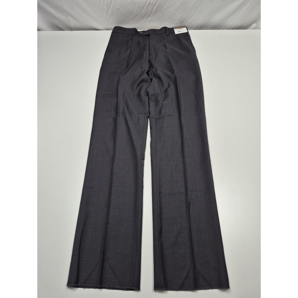 Prontomodan Pants Mens 32x36 Super 140s Wool Charcoal Dress Unhemmed Flat Front